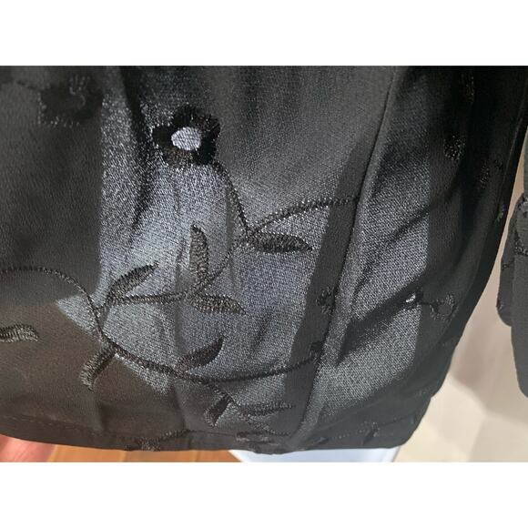 Joanna Blouse Womens Medium Black Button Up Polyester 3/4 Sleeve No Pocket Shirt - Picture 8 of 13